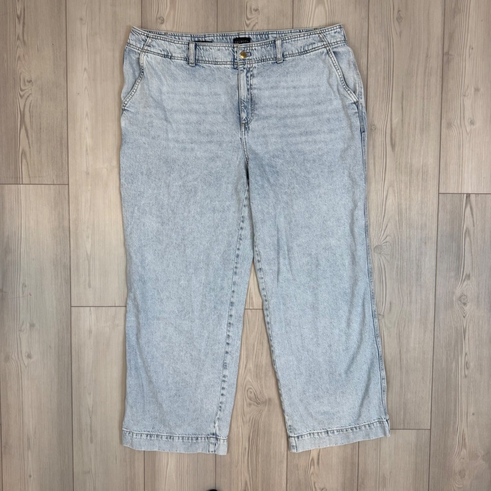 Talbots Relaxed Trouser Jeans 18W Light Blue Fia Wash Cotton Hemp Wide Leg Pants